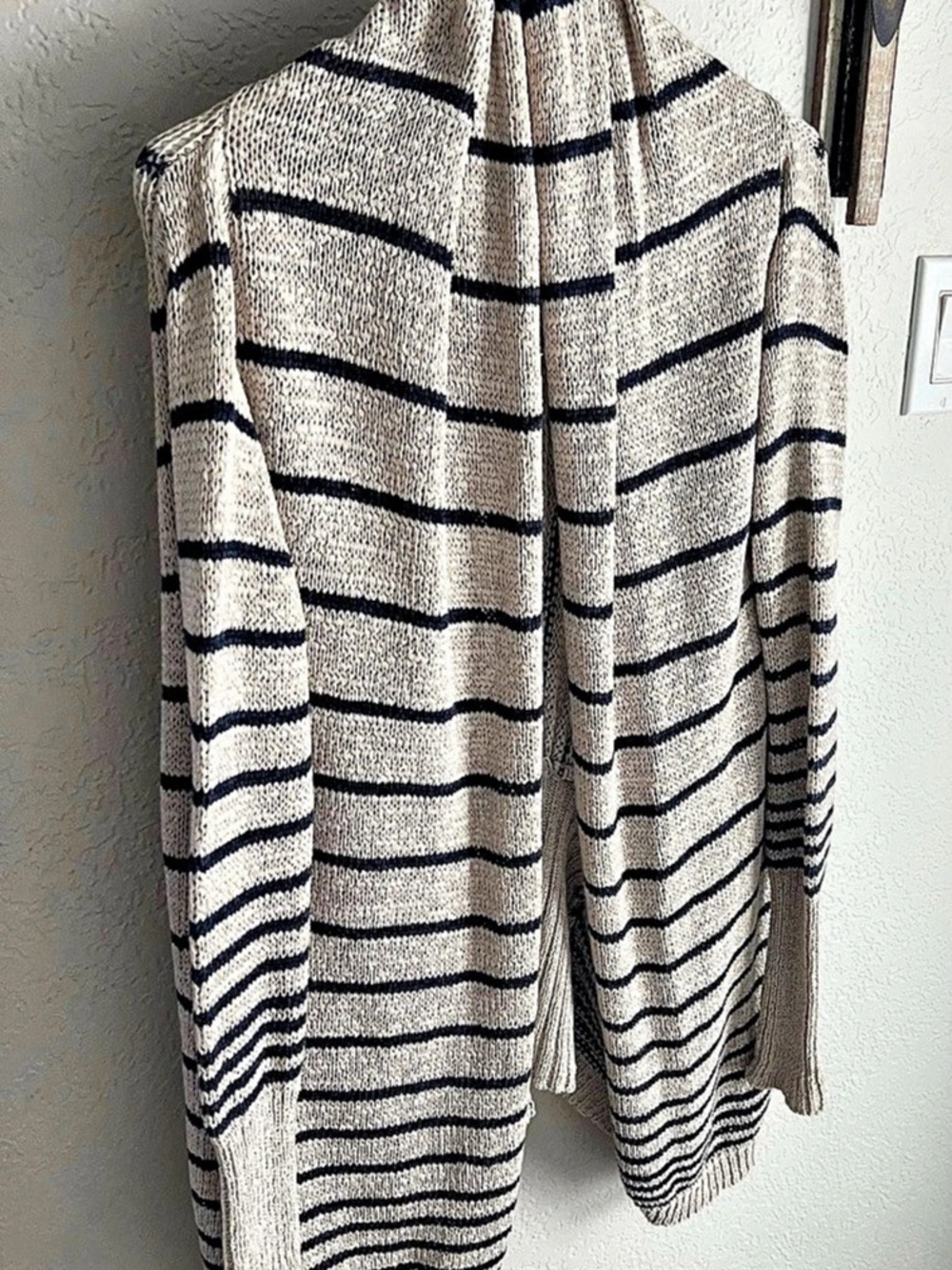 BCBGMAXAZRIA Gaby Striped Wrap Cardigan Cream & Blue XS